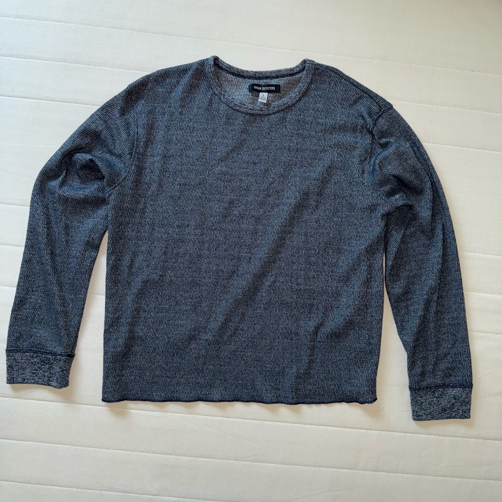 Urban Outfitters Textured Washed Indigo Blue Knit Top